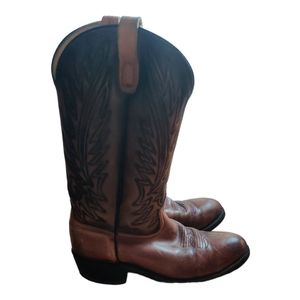 Vintage Brown Leather Cowboy Boots Made in Canada Size 11